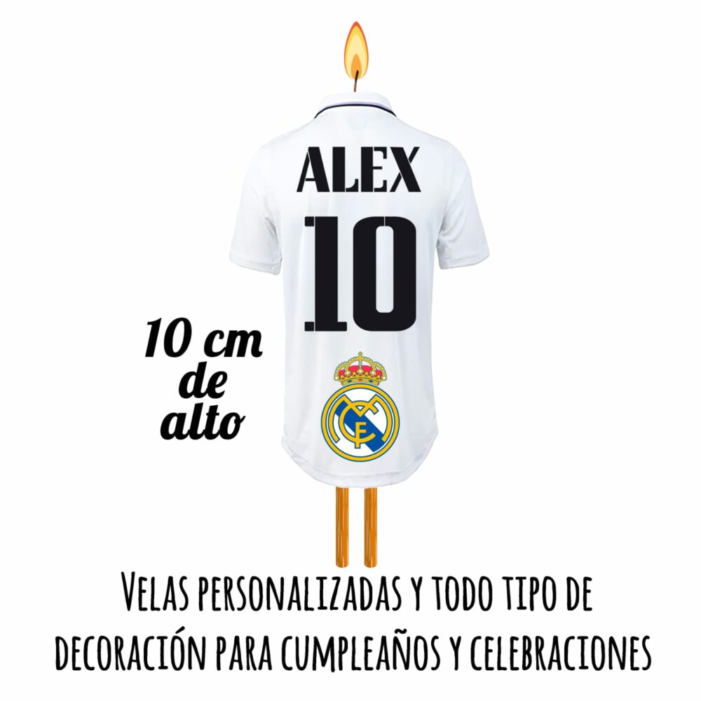 Velas de Cumpleaños Camiseta Real Madrid Personalizadas - Mundo de