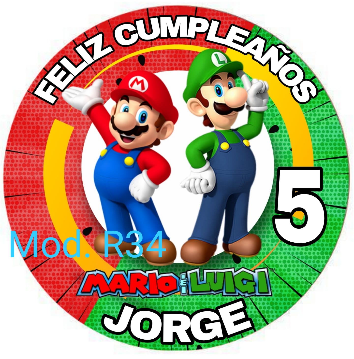 Oblea comestible decoración tartas Mario y Luigi - Mundo de Fantasia Eventos