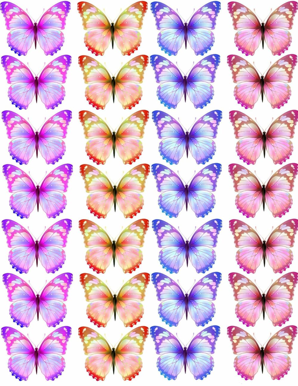 Oblea Tartas mariposas Multicolor A4