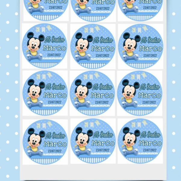 Oblea de 6cm personalizada Mickey bebé