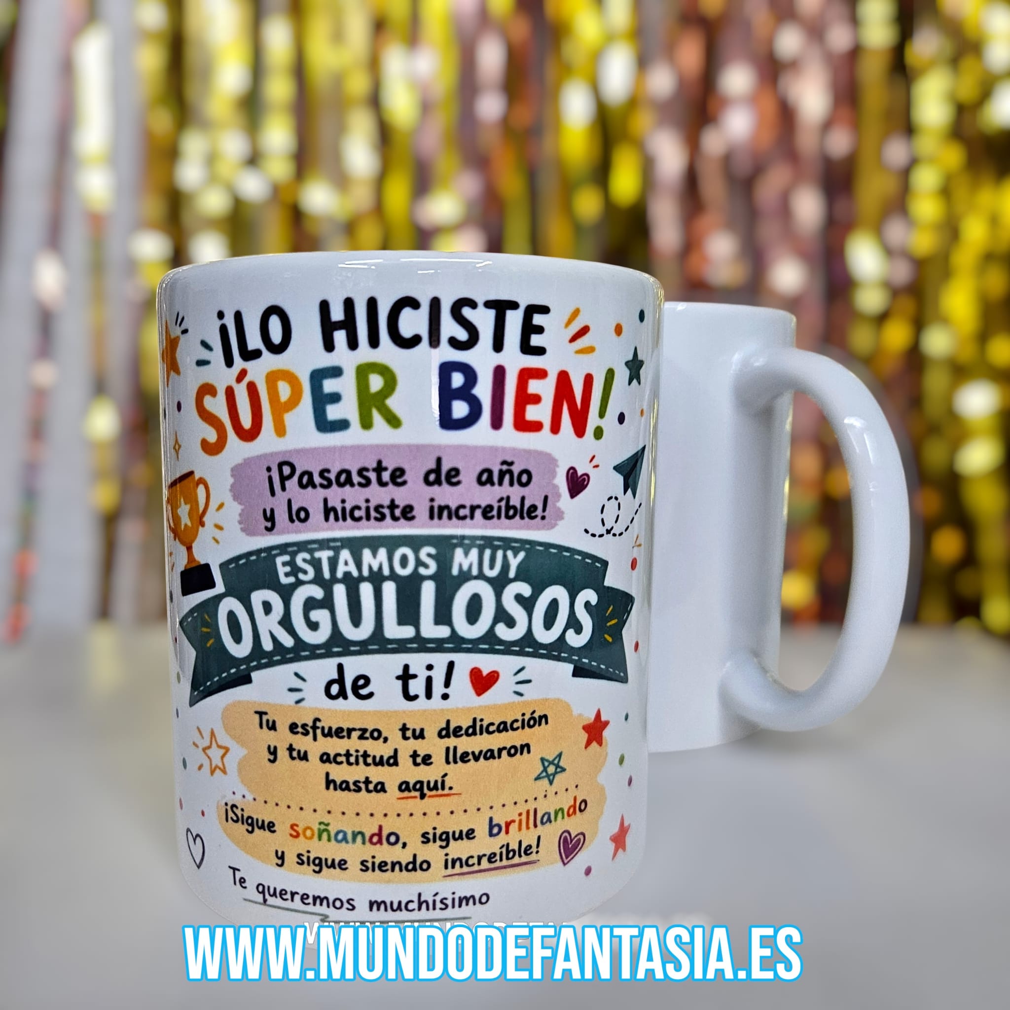 Taza de graduación infantil “¡Felicidades! Lo has conseguido”. Un regalo personalizado y alegre para celebrar el fin de curso y premiar su esfuerzo